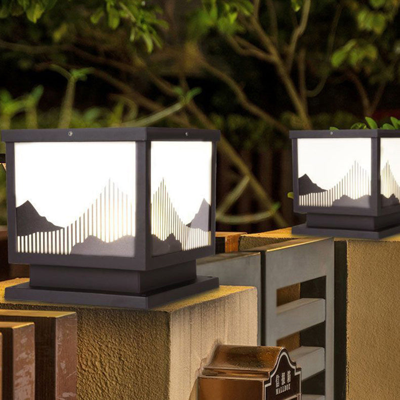 Tradisjonell kinesisk aluminium glass firkantet LED vanntett sol landskapslys for utendørs patio | Luvikno