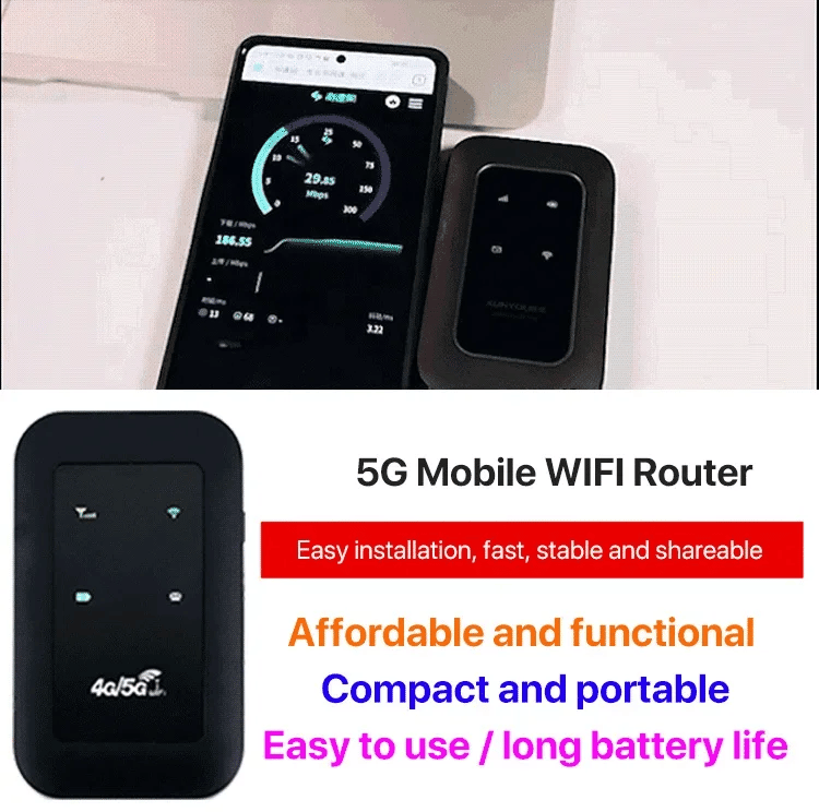 Luvikno | Bærbar 5G WiFi-ruter – Høyhastighets mobiltrådløs internett-tilkobling