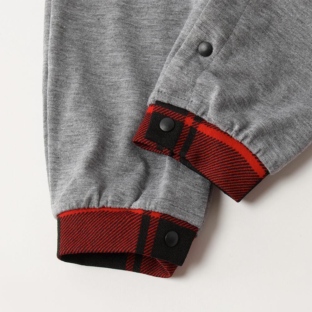 Luvik | "2025 Perhe Joulu" Kirjainpainatus Musta & Punainen Ruudullinen Perhe Yhteensopiva Harmaa Pyjama Koiran Bandana