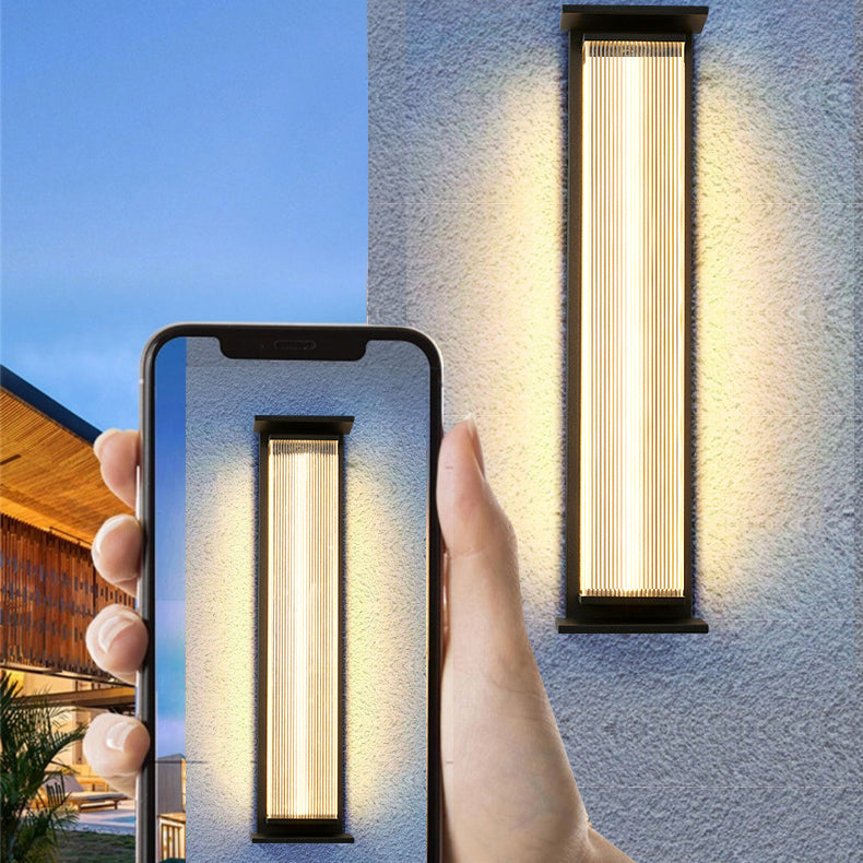 Moderne Minimalistisk Vanntett Rektangulær Rustfritt Stål Akryl LED Vegglygte Lampe For Utendørs Patio | Luvikno