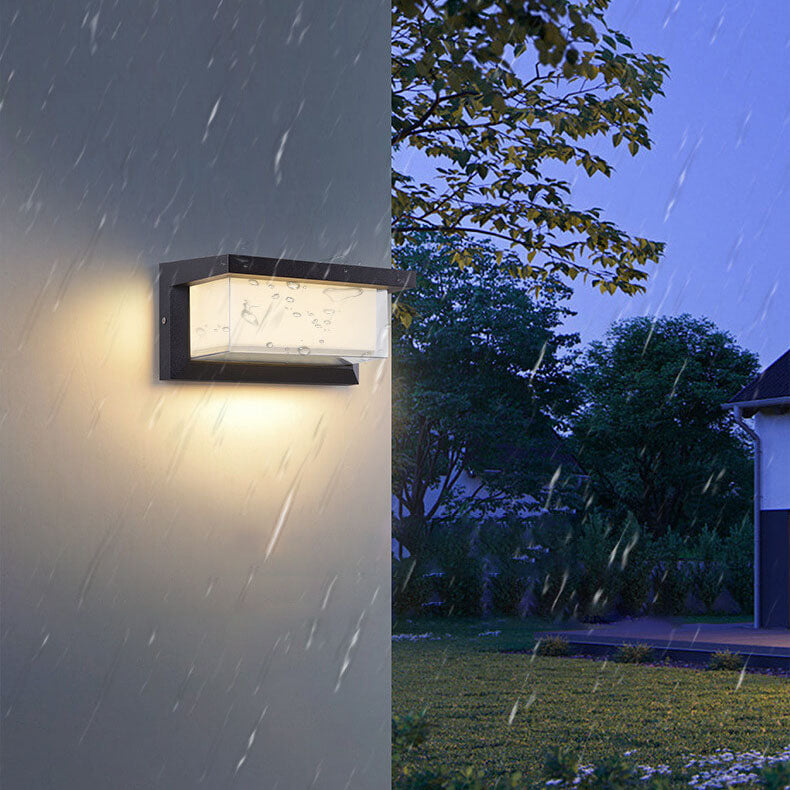 Moderne minimalistiske solrektangel PC LED utendørs vegglampe for utendørs patio | Luvikno