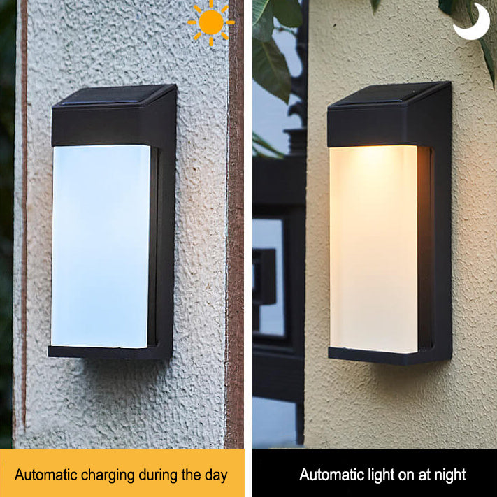Solar Square Frosted Glass Vanntett Utendørs LED Vegglampe | Luvikno