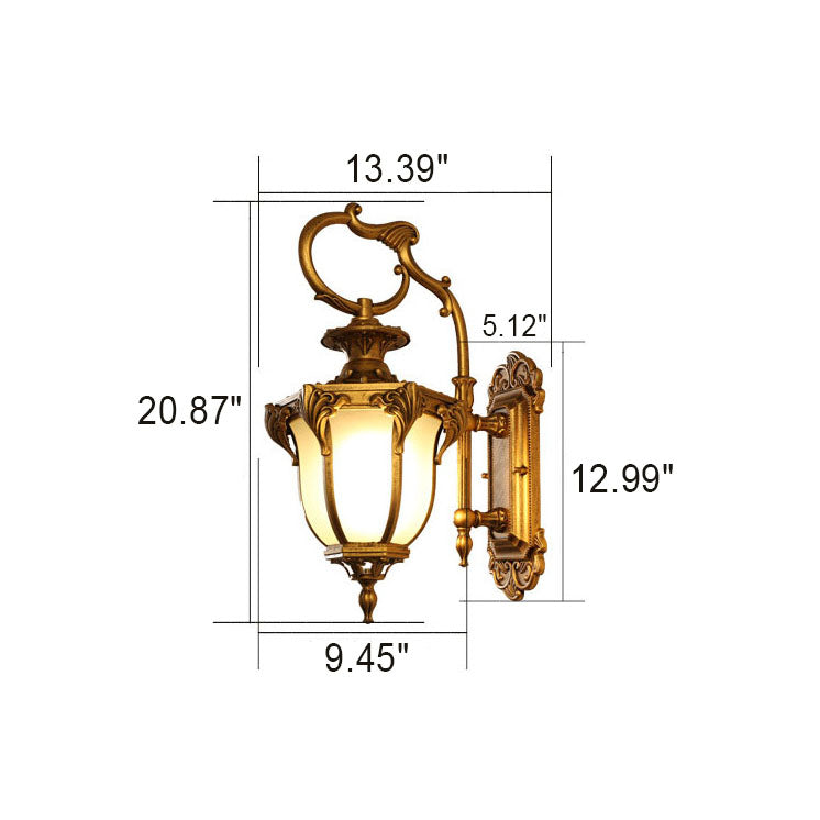 Europeisk Retro Aluminium Glass Utskåret Lantern 1-Lys Utendørs Vanntett Vegglampe | Luvikno