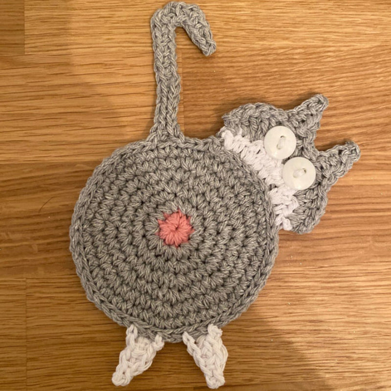 Morsomme katt rumpe coasters katt rumpe kopp matte strikket gave til kattefans | Luvikno