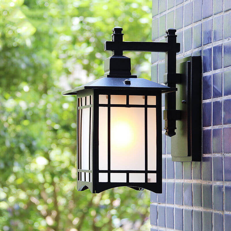 Moderne vanntette solcelle aluminiums kinesisk paviljong form 1-ledd vegglampe | Luvikno