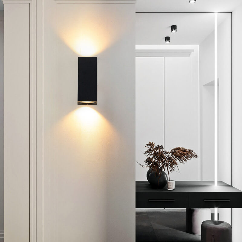 Moderne Enkle Utendørs Vannavstøtende Aluminium Glassylinder 2-Lykt Vegglampe | Luvikno