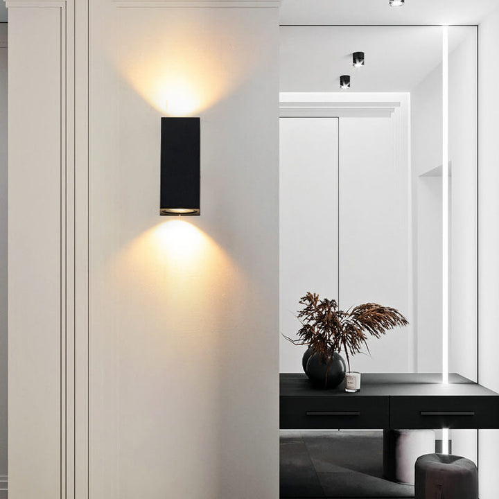 Moderne Enkle Utendørs Vannavstøtende Aluminium Glassylinder 2-Lykt Vegglampe | Luvikno