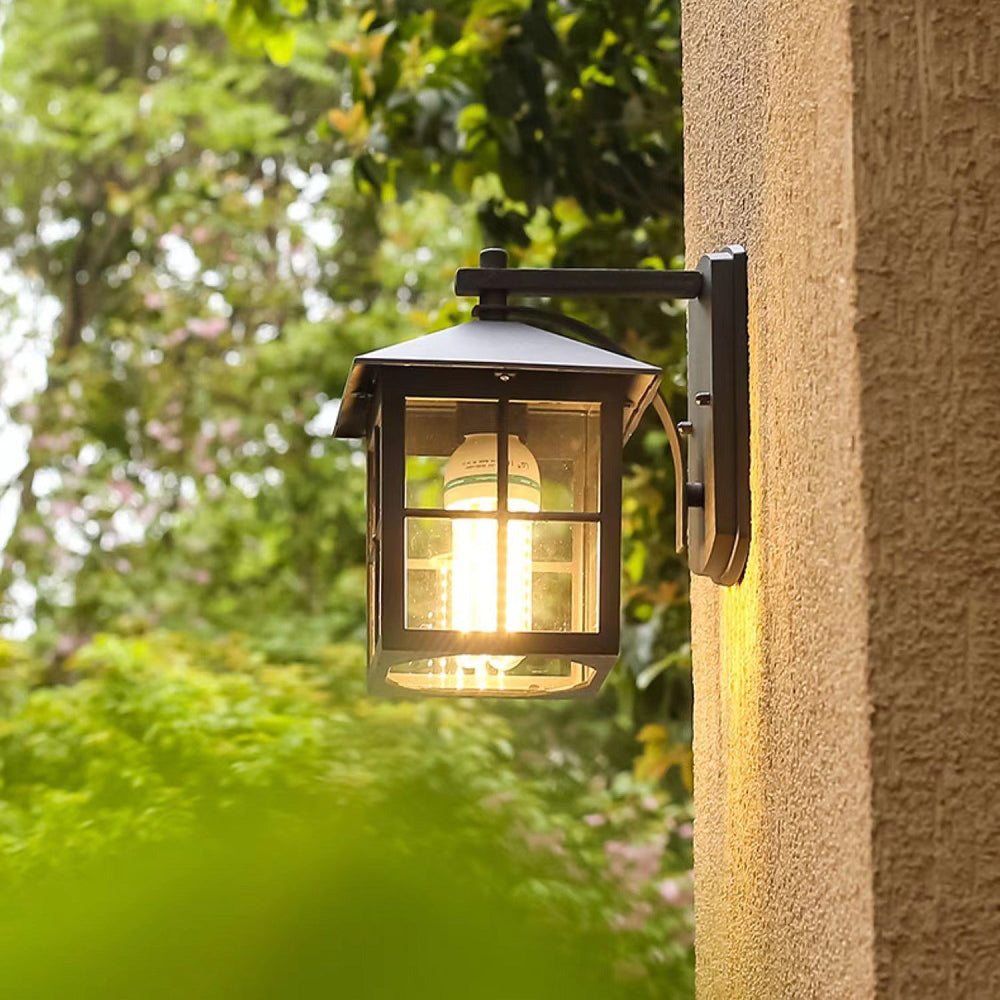 Moderne Enkelhet Vanntett Aluminium Kvadratisk Glass Skjerm 1-Lys Vegglampe For Utendørs Patio | Luvikno