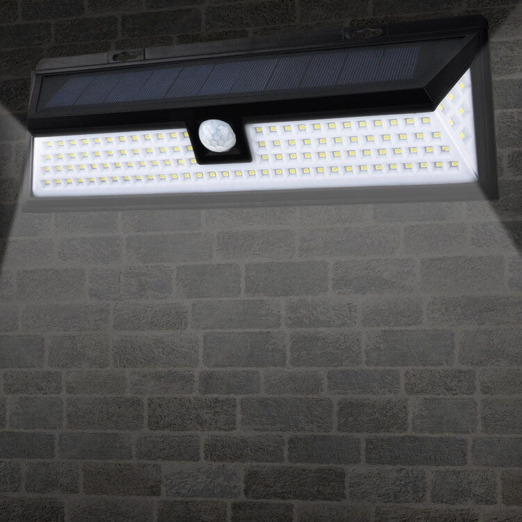 Moderne svart rektangulær menneskelig sensor solvarmvanntett utendørs hage LED vegglampe | Luvikno