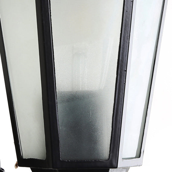 Moderne industriell hexagonal aluminiumsramme frostet glass 1-lykt utendørs vegglampe for hage | Luvikno