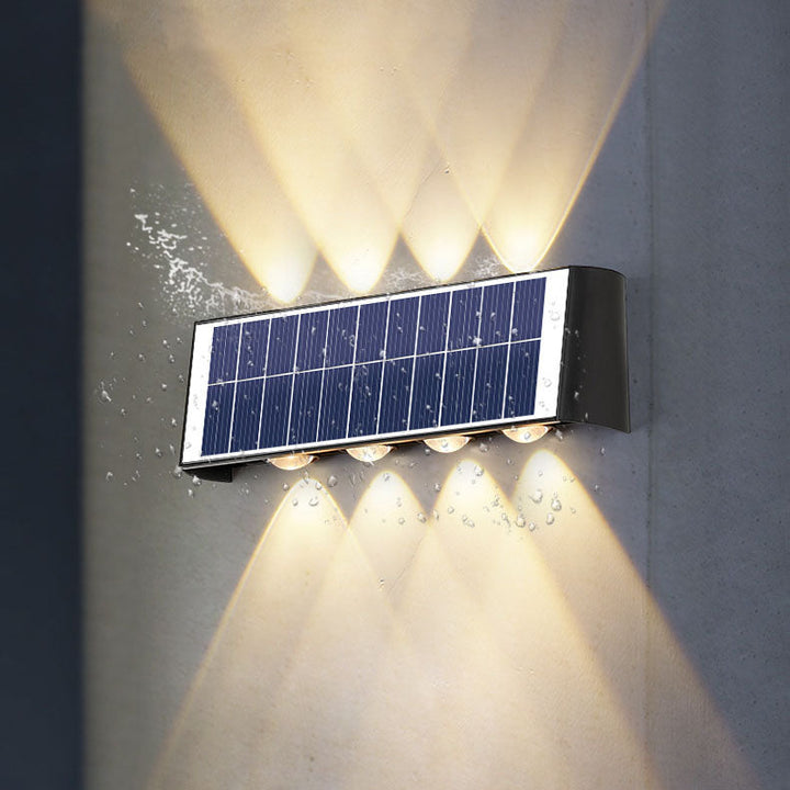 Luvikno | Lumiora Moderne Solar-LED Vegglampe for Utebruk | Rektangulært Design | IP56 Vanntett | Ulike Størrelser og Lys Intensiteter