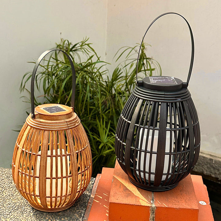 Moderne Art Deco Solrund Lantern Rattan LED Utendørs Landskapslys For Hage | Luvikno