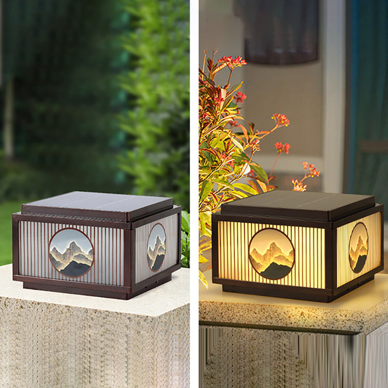Moderne minimalistiske solvanntette firkantede aluminiums glass LED post hodelys for hage | Luvikno