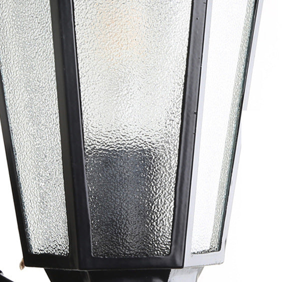 Moderne industriell hexagonal aluminiumsramme frostet glass 1-lykt utendørs vegglampe for hage | Luvikno