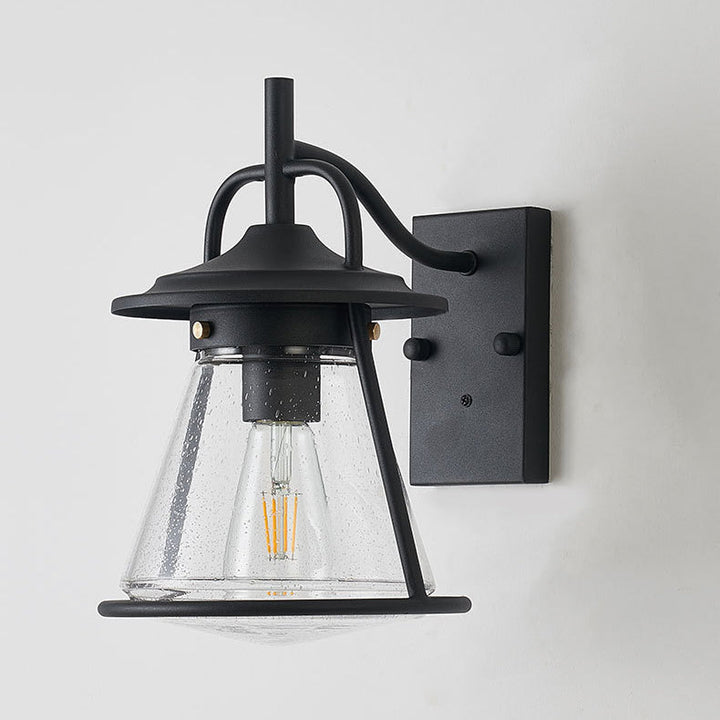 Vanntett Glass Cone Shade 1-Lys Utendørs Vegglampe | Luvikno