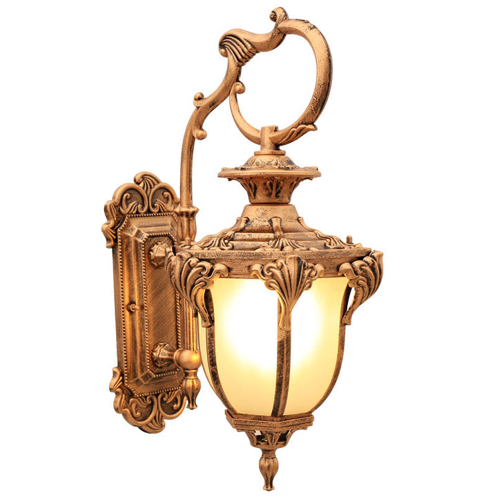 Europeisk Retro Aluminium Glass Utskåret Lantern 1-Lys Utendørs Vanntett Vegglampe | Luvikno