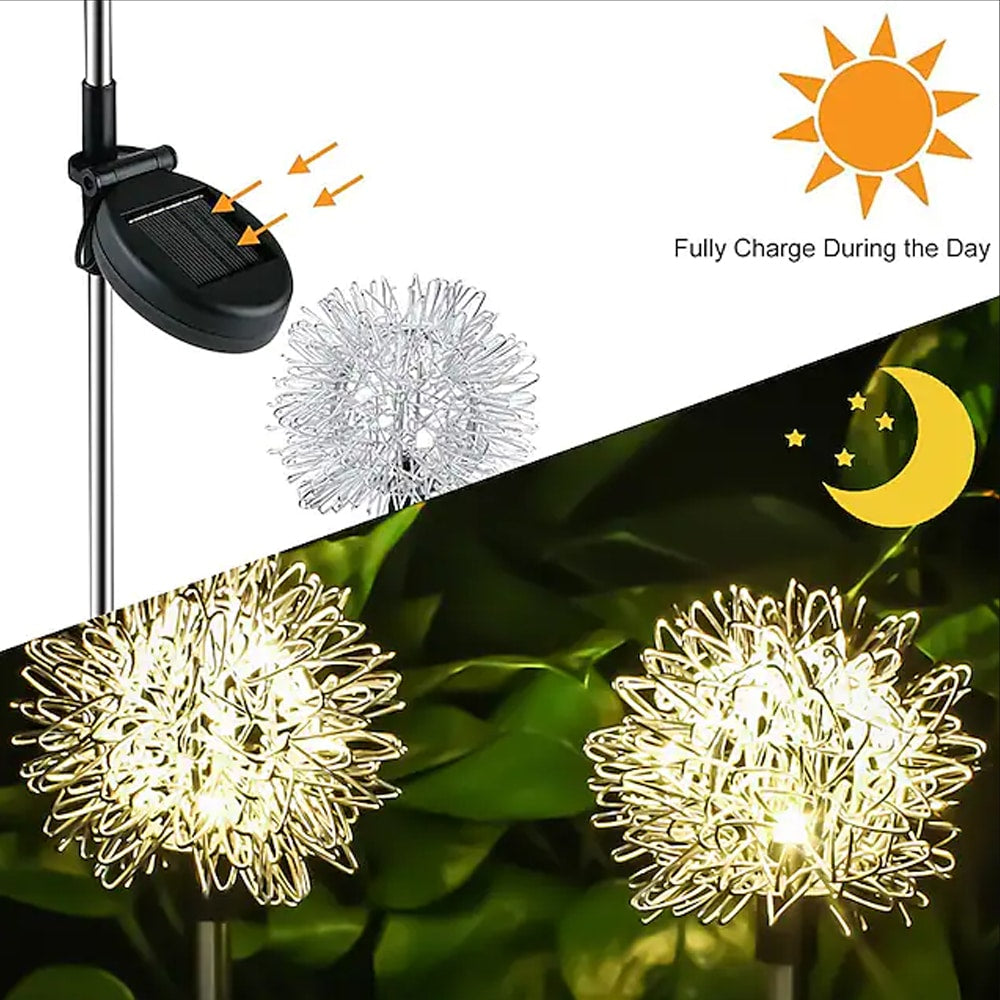 Solar LED Hage Lys (2 stk) Løvetann Design med Spike | Luvikno