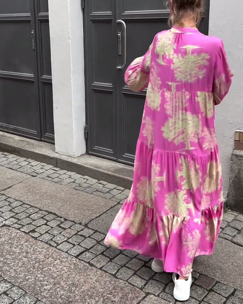 Luvik | Flair Pitkä mekko, jossa on heilahtelu ja printti