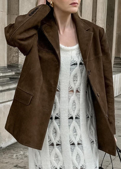 Luvik | Sametti keinoturkki takki retro-kääntökauluksella