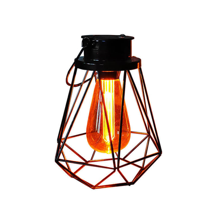 Solare Retro Jern Lanterne Geometri LED Dekorativ Utendørs Landskapslys | Luvikno