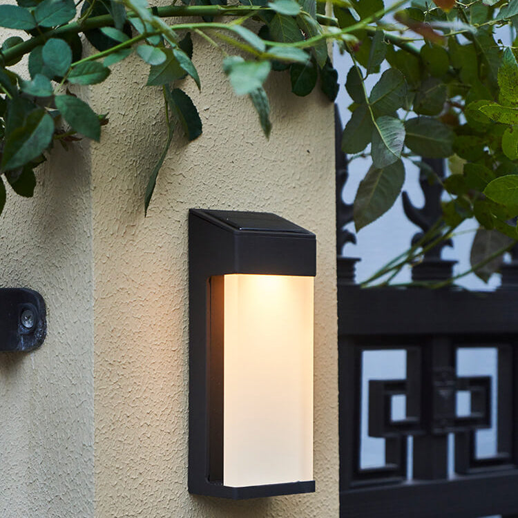 Solar Square Frosted Glass Vanntett Utendørs LED Vegglampe | Luvikno