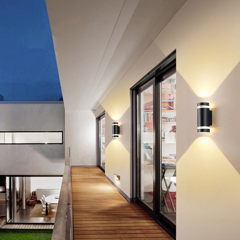 Samtidig industriell vanntett aluminiumsylinder LED opp og ned lyssterk spotlight vegglampe for utendørs terrasse | Luvikno