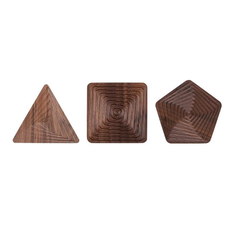 Creative Coasters – Svart valnøtt i unike former Luvikno