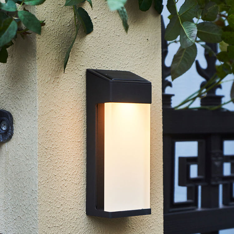 Solar Square Frosted Glass Vanntett Utendørs LED Vegglampe | Luvikno