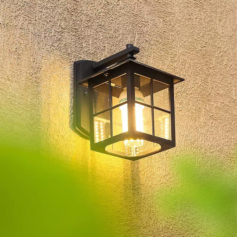 Moderne Enkelhet Vanntett Aluminium Kvadratisk Glass Skjerm 1-Lys Vegglampe For Utendørs Patio | Luvikno