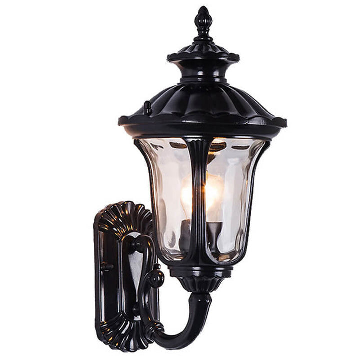 Europeisk Retro Vanntett Steinmønster Glasslampeskjerm 1-Lys Utendørs Vegglampe | Luvikno