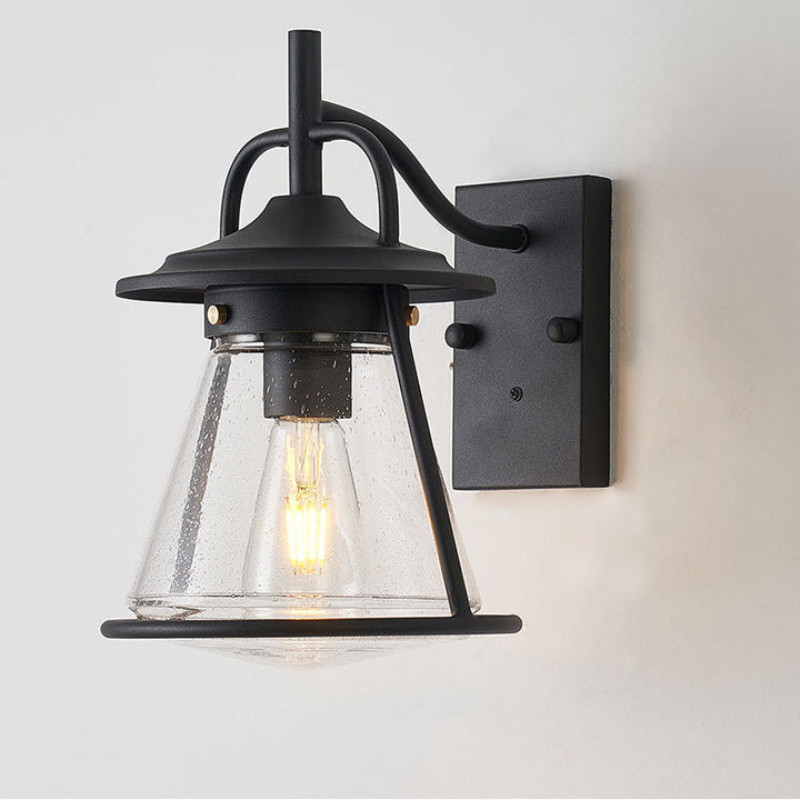 Vanntett Glass Cone Shade 1-Lys Utendørs Vegglampe | Luvikno