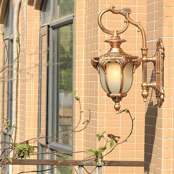 Europeisk Retro Aluminium Glass Utskåret Lantern 1-Lys Utendørs Vanntett Vegglampe | Luvikno