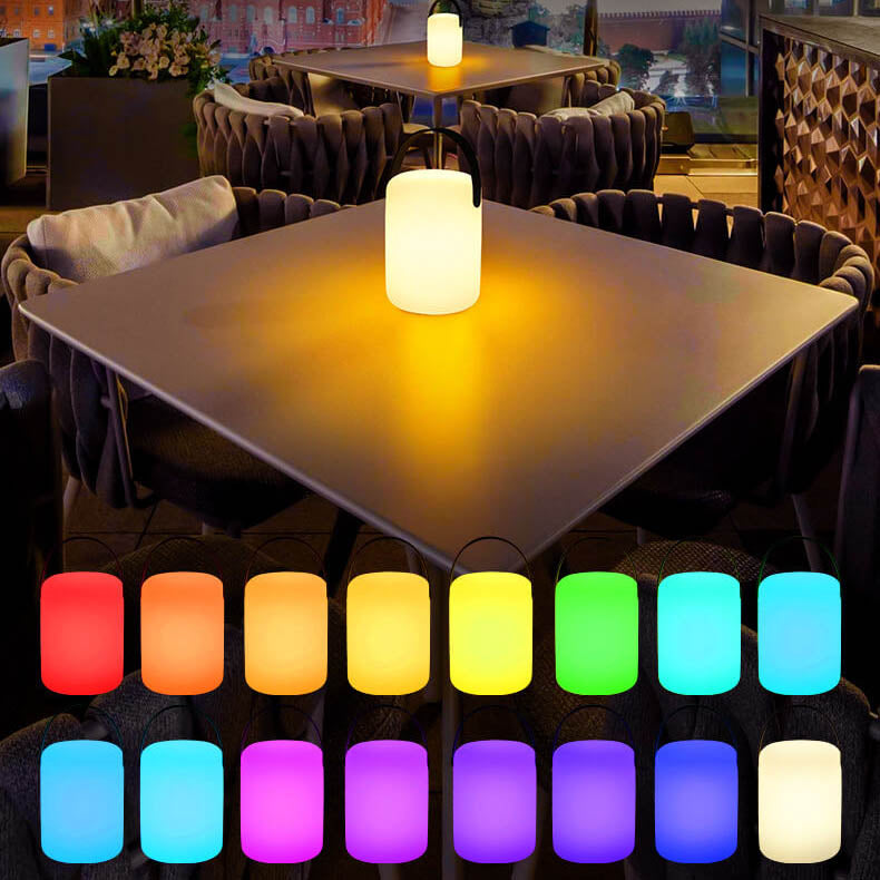 Moderne Enkelhet Plast Rund Kvadratisk Hånd LED Bordlampe For Utendørs Terrasse | Luvikno