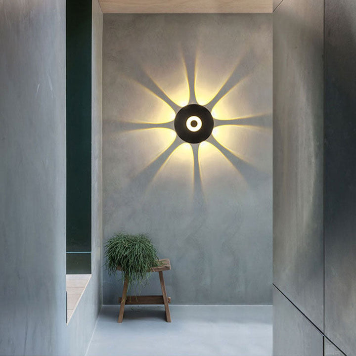 Moderne skandinavisk aluminium rund skjerm LED vegglampe for utendørs patio | Luvikno
