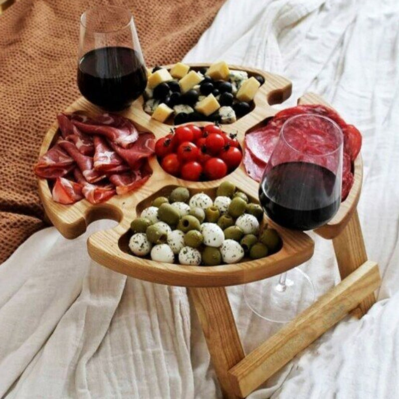 Tremini Utendørs Sammenleggbart Picnicbord - Med Glassholder | Luvikno
