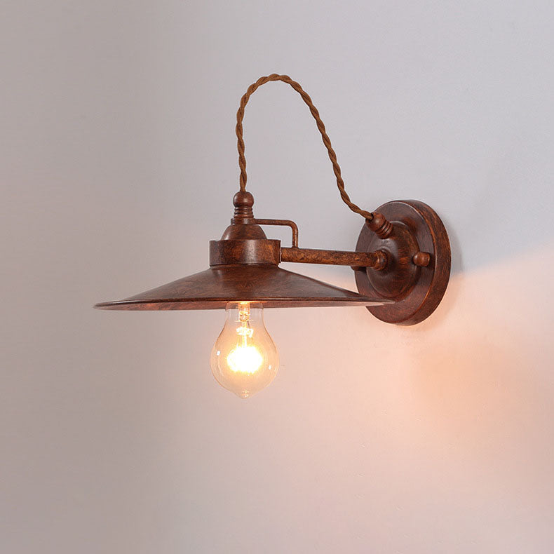 Moderne industriell vanntett metallplate bolle 1-lys vegglampe for utendørs patio | Luvikno