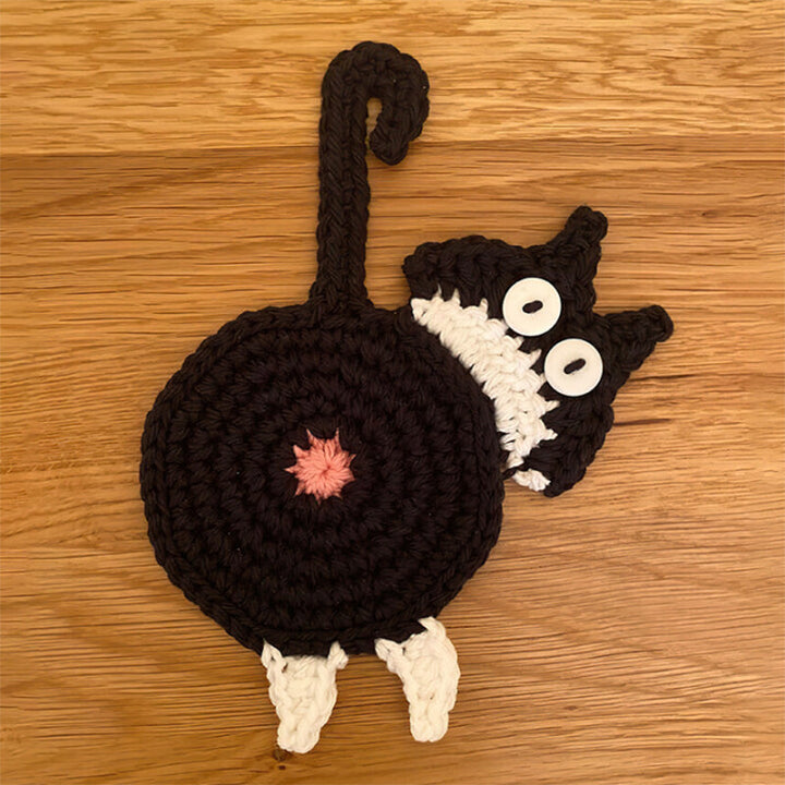 Morsomme katt rumpe coasters katt rumpe kopp matte strikket gave til kattefans | Luvikno