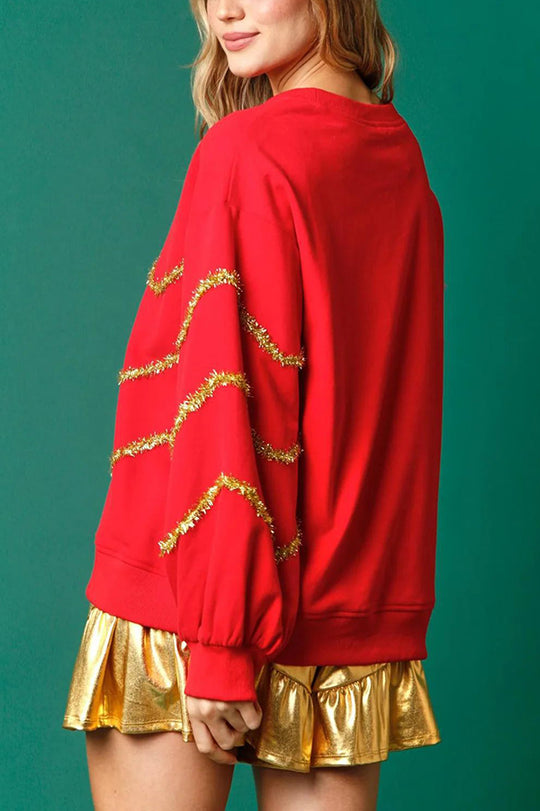 Luvik | Joulukuusi paljetit pitkähihaine rento collegepaita