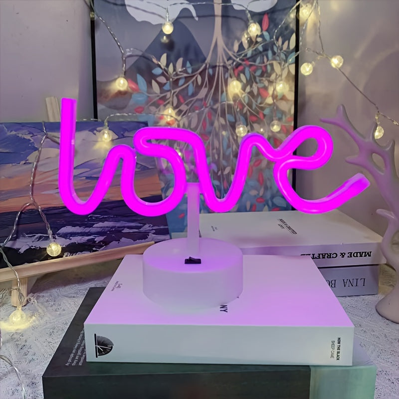 NeonLove Lampe – Belyst Neon Bordlampe for Fester Luvikno