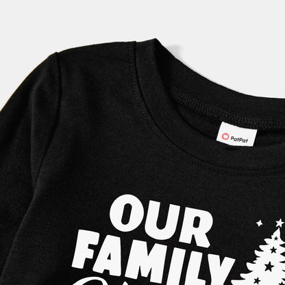 Luvik | Joulukuusi & "2025 Yhdessä Luoden Muistoja" Kuosiset Mustavalkoiset Ruudulliset Pyjaman Setti