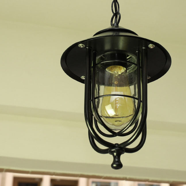 Industriell vintage aluminium bur glass 1-lampe utendørs vanntett pendellampe | Luvikno