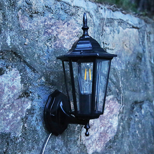 Moderne industriell hexagonal aluminiumsramme frostet glass 1-lykt utendørs vegglampe for hage | Luvikno