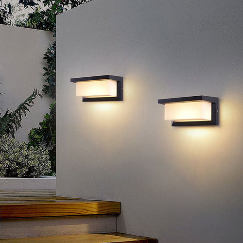 Moderne minimalistiske solrektangel PC LED utendørs vegglampe for utendørs patio | Luvikno