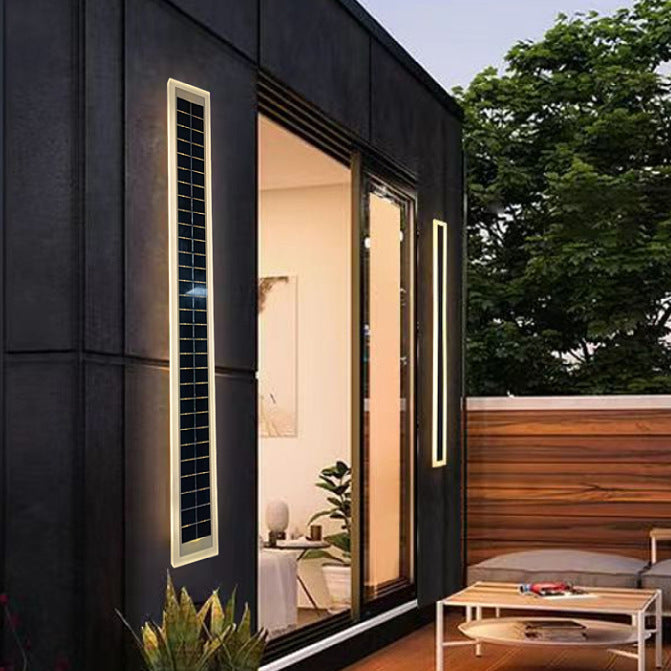 Minimalist Utendørs Solrektangulær Strip Vanntett Patio LED Vegglampe | Luvikno