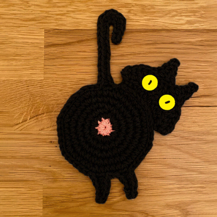 Morsomme katt rumpe coasters katt rumpe kopp matte strikket gave til kattefans | Luvikno