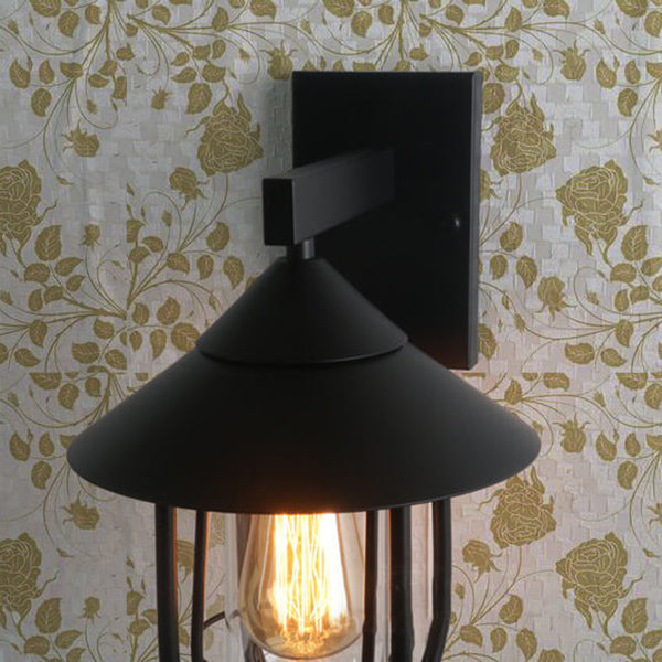 Vintage industriell jern lanterne innendørs utendørs 1-lys vegglampe | Luvikno