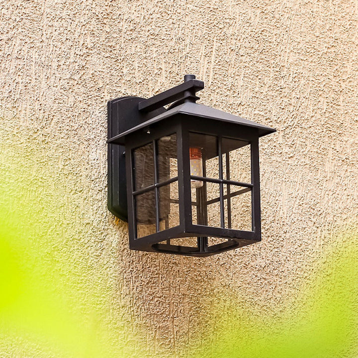 Moderne Enkelhet Vanntett Aluminium Kvadratisk Glass Skjerm 1-Lys Vegglampe For Utendørs Patio | Luvikno