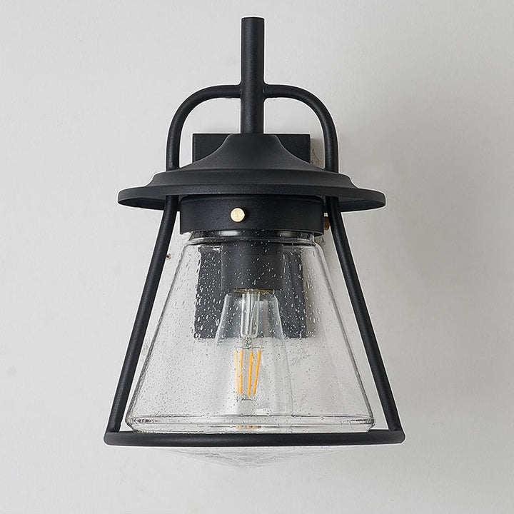 Vanntett Glass Cone Shade 1-Lys Utendørs Vegglampe | Luvikno
