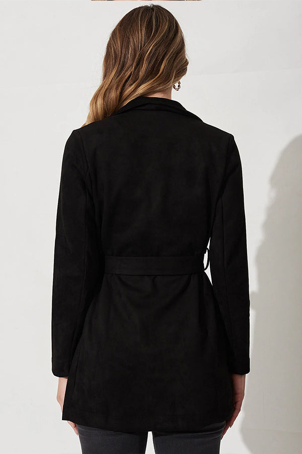 Luvik | Väri Puku Neuletakki suuri kaulus Nahka pitkähihaiset takki