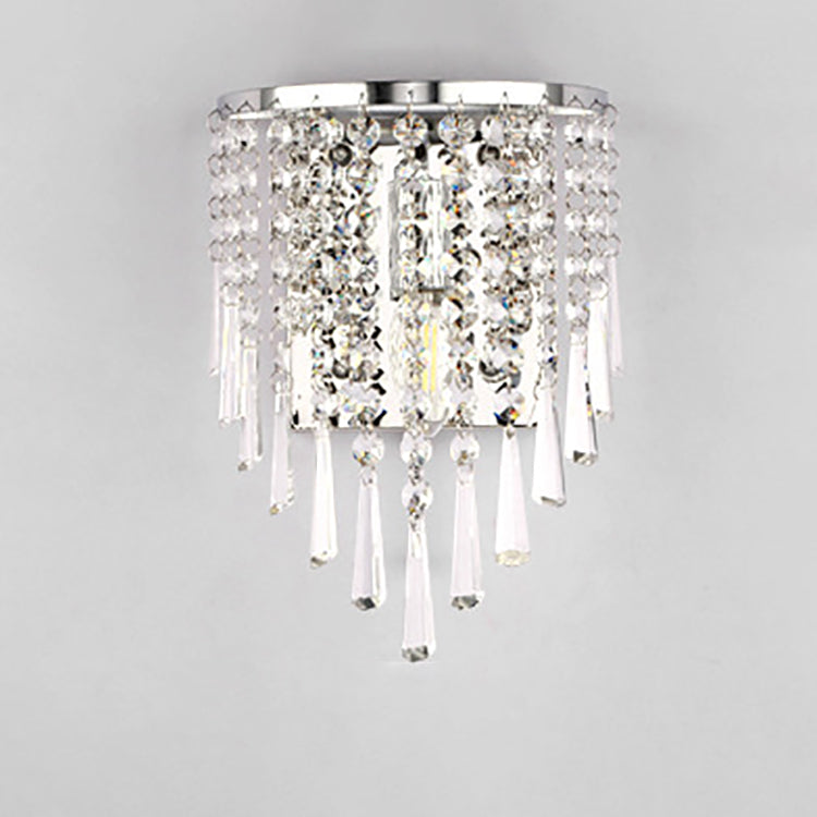 Luvikno | Moderne Luksus Semi-Rund Octagonal Perle Rustfritt Stål Krystall 1-lys Vegglampe for Stue